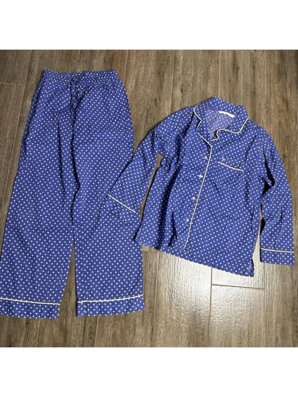 Victoria’s Secret Cotton Polka Dot Pajama Set Blue White XS